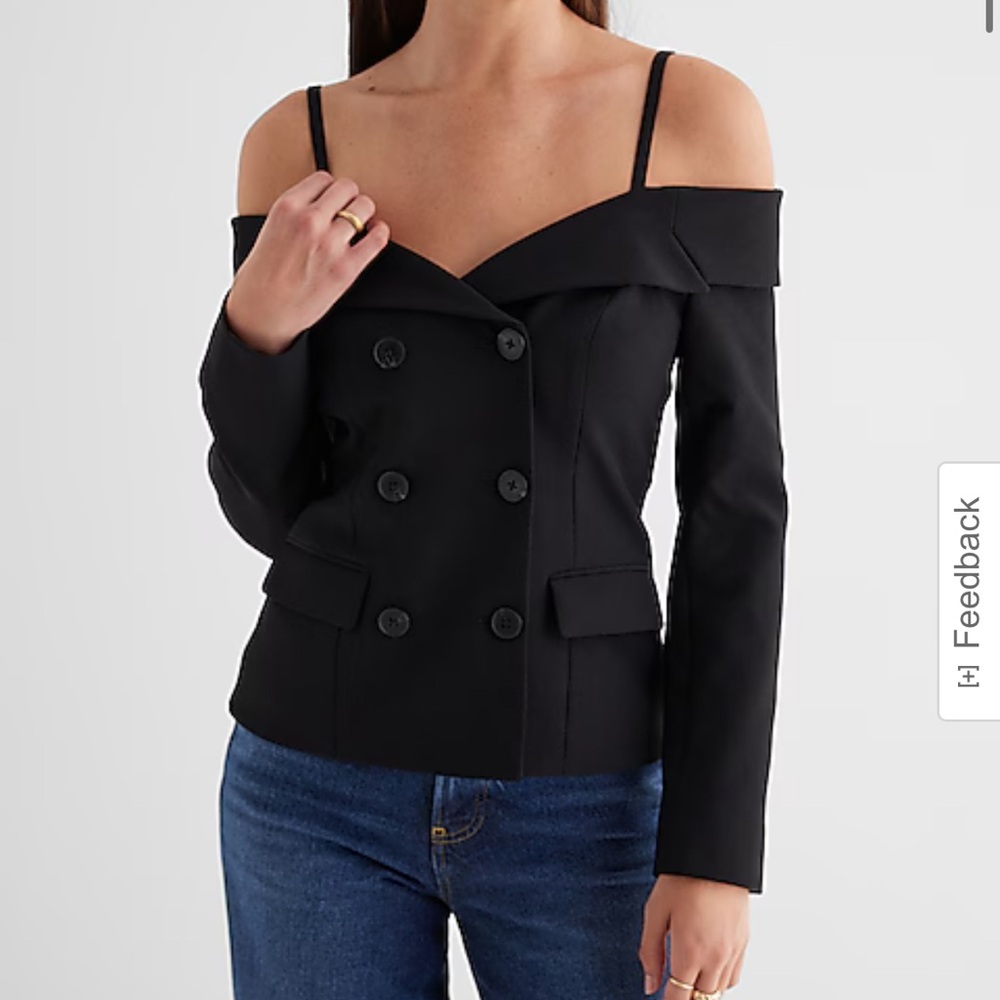 Women's Black Double-Breasted Jacket